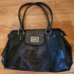 Dark Gray Crocodile Pattern Shoulder Bag Purse